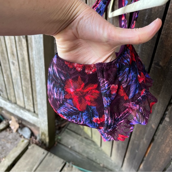 Victoria’s Secret Pink Floral Lace High Neck Push Up Bralette Sz M-DD - Picture 5 of 11